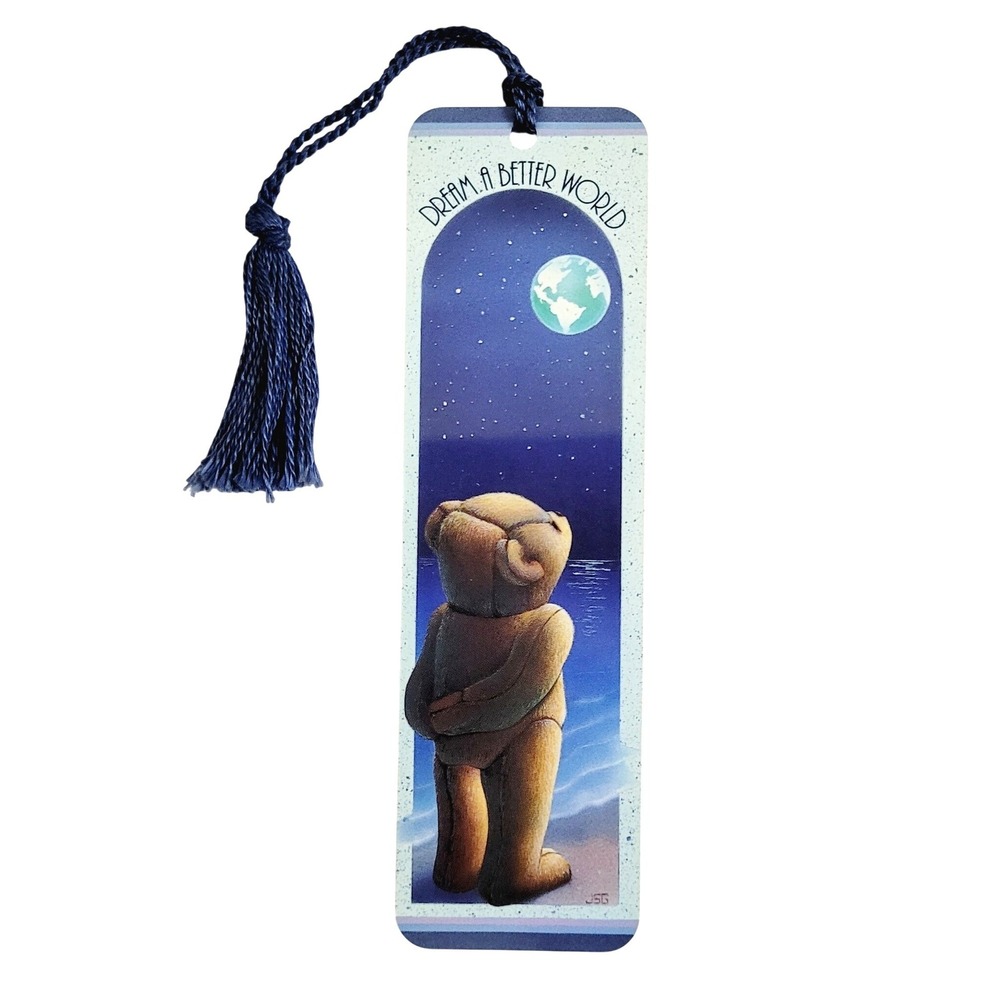 Vintage 90s Peaceful Earth Teddy Bear Bookmark- James Boggs- 1991 Artworks, AM03